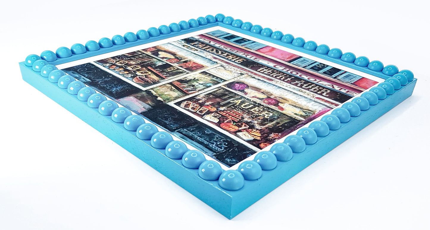 Wood Bobbin Picture / Photo Frames - Blue