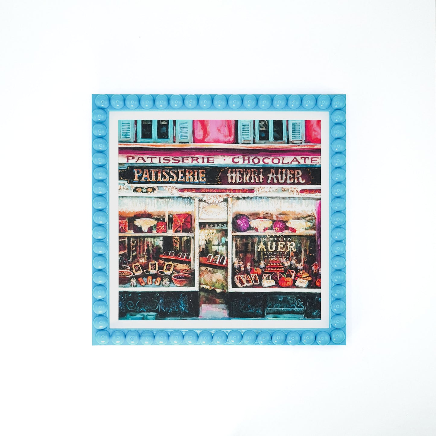 Wood Bobbin Picture / Photo Frames - Blue