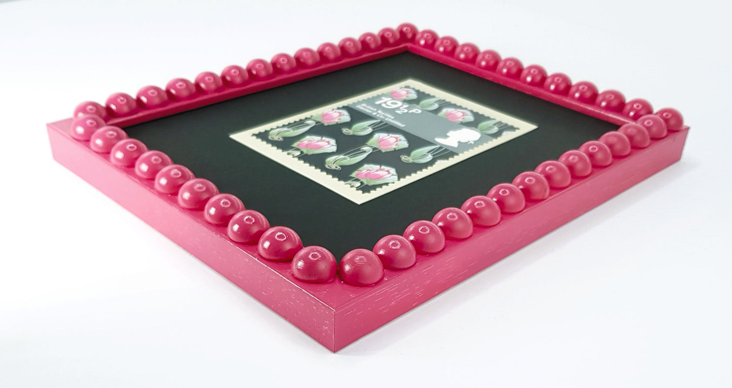 Wood Bobbin Picture / Photo Frames - Bright Pink
