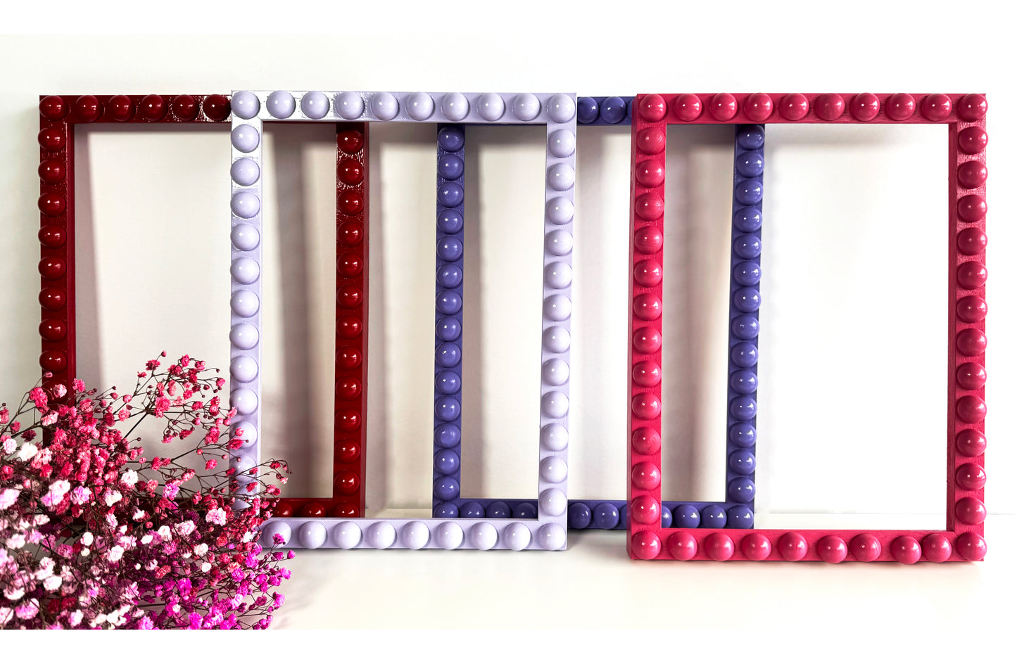 Bright Pink Handmade Bobbin Picture / Photo Frame