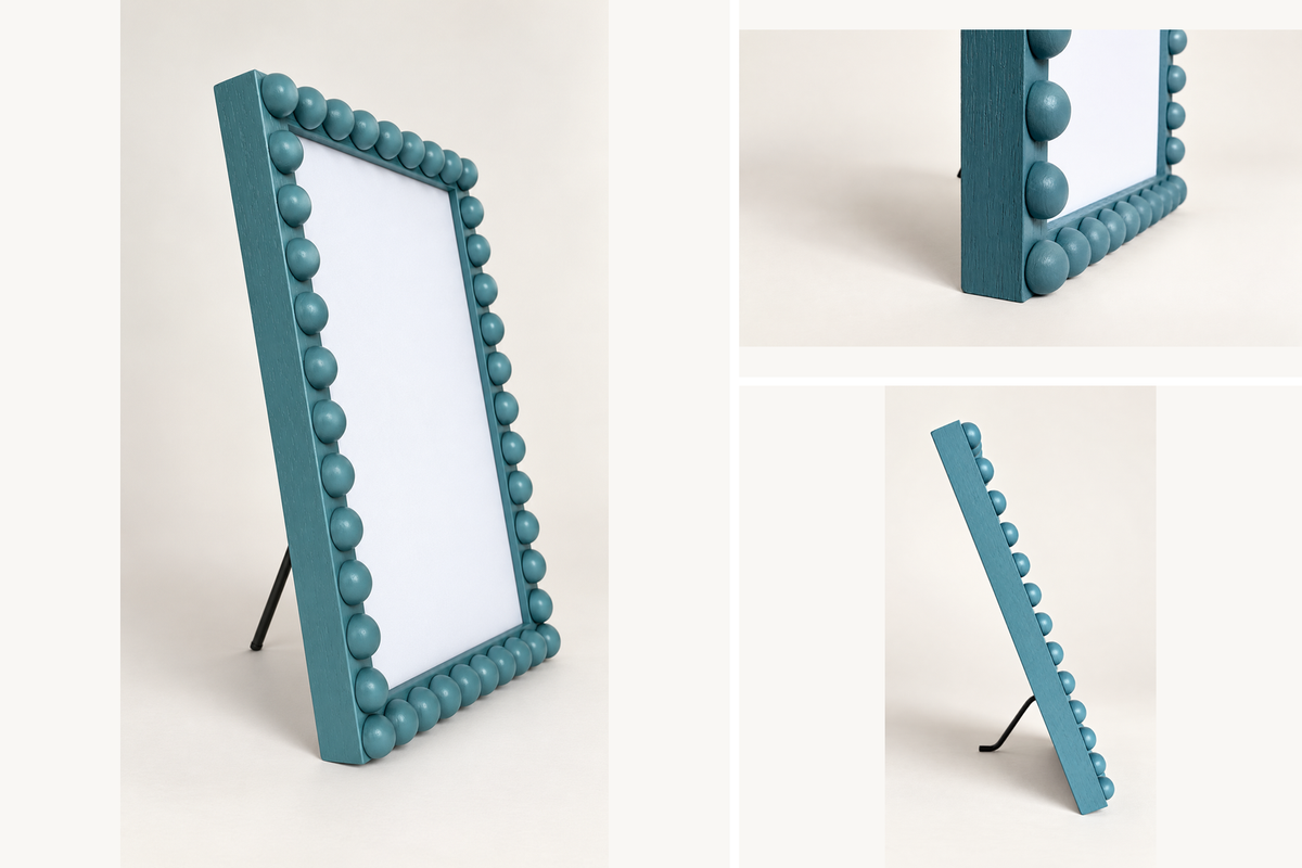 Wood Bobbin Picture / Photo Frame - Farrow & Ball Stone Blue