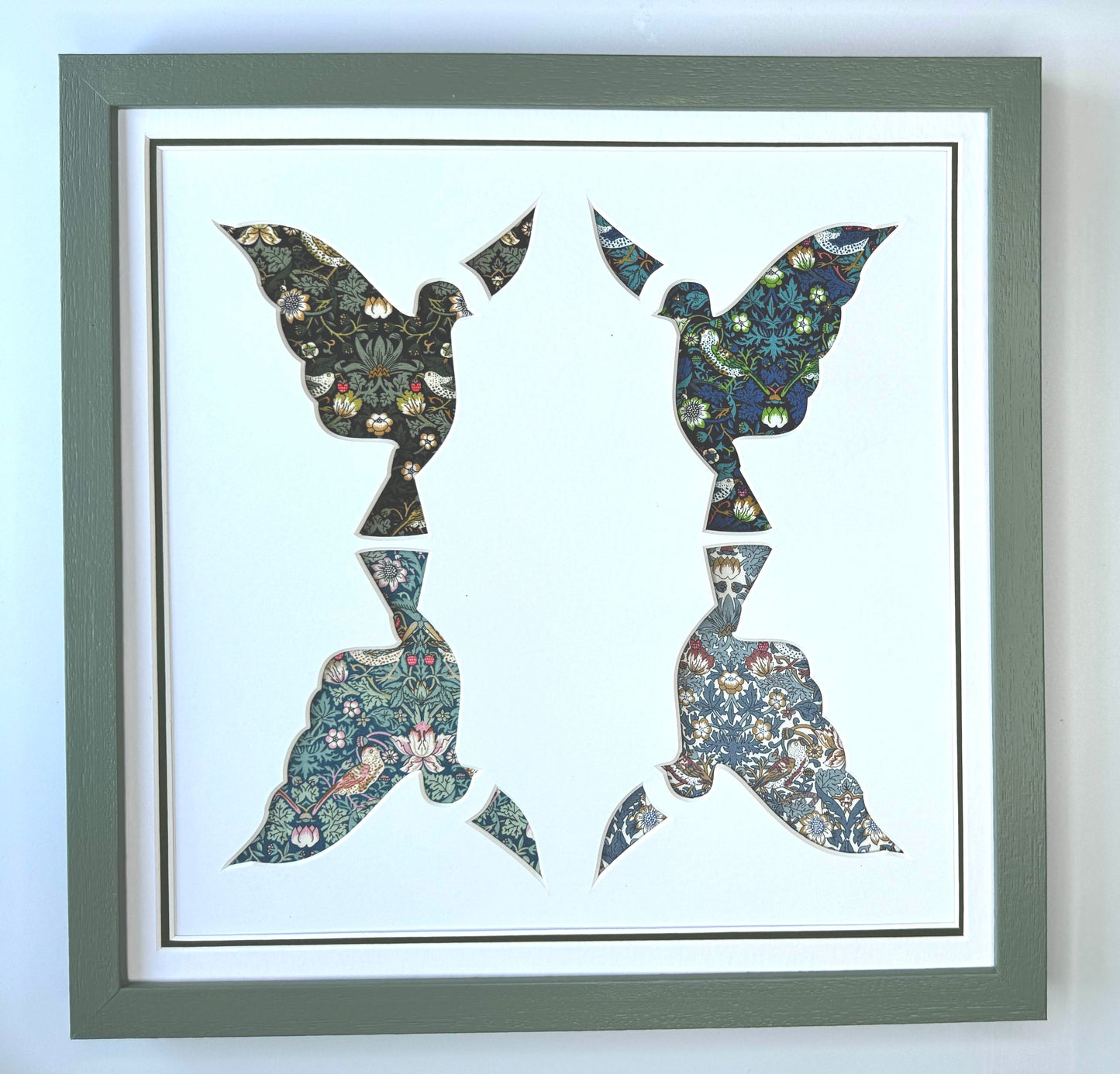 Beautiful Framed Mounted Butterfly Impression using Liberty Fabric