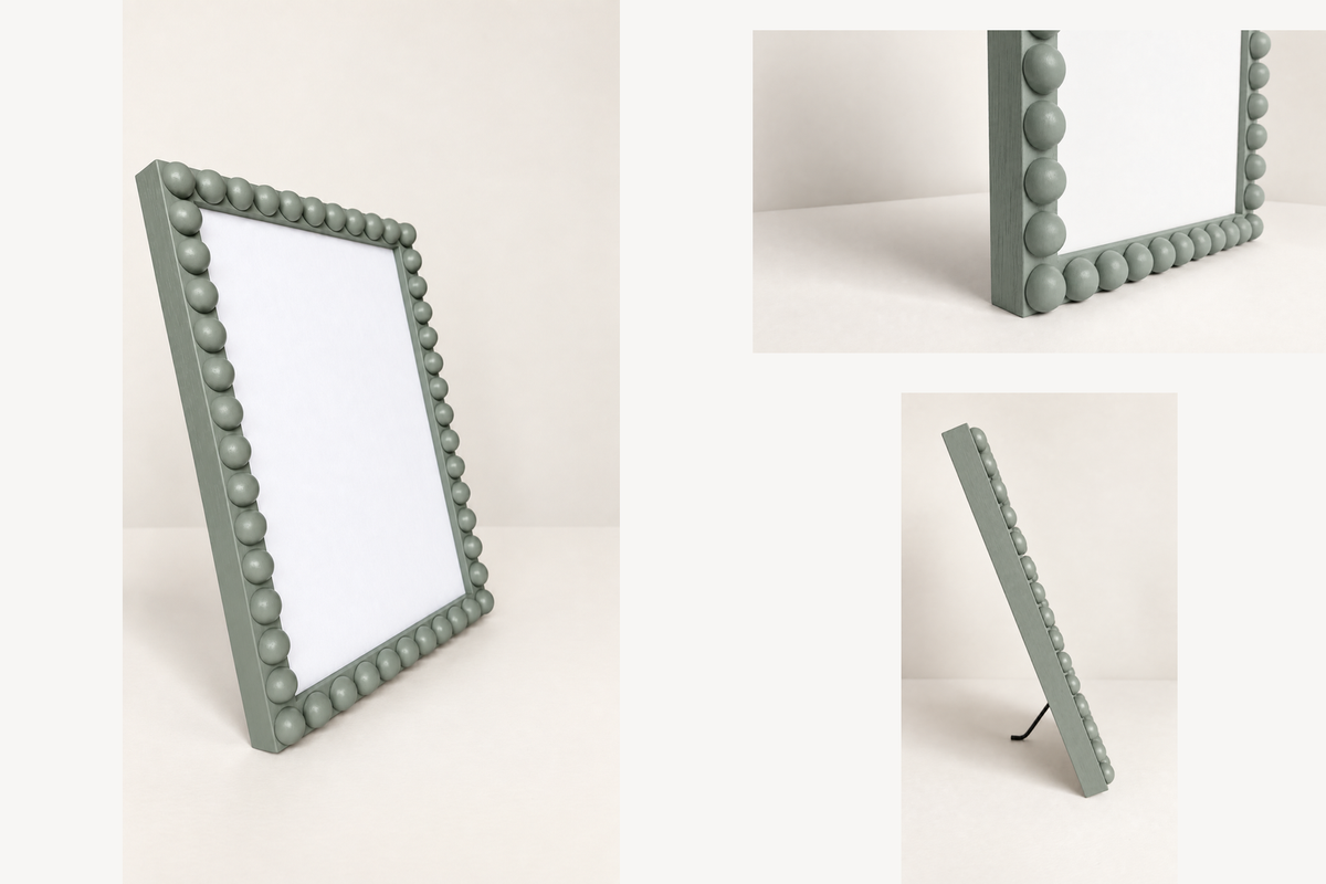 Wood Bobbin Picture / Photo Frame - Farrow & Ball Card Room Green