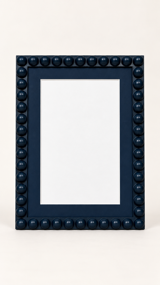 Farrow & Ball Hague Blue Hand Painted Bobbin Frame with Mount