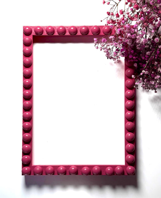 Bright Pink Handmade Bobbin Picture / Photo Frame