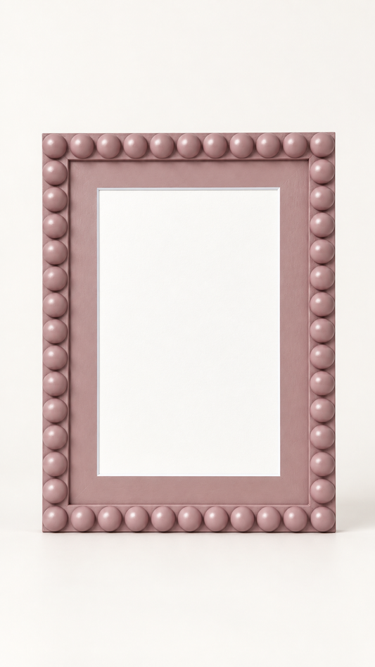 Farrow & Ball Stone Cinder Rose Pink Hand Painted Bobbin Frame with Mount