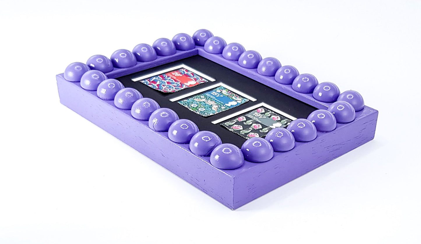 Wood Bobbin Picture / Photo Frames -  Purple