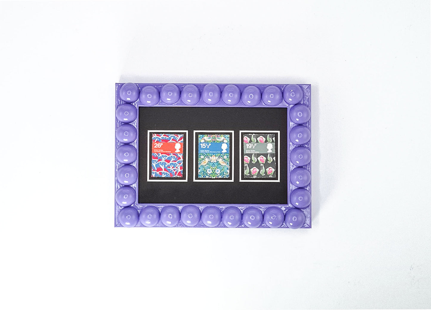 Wood Bobbin Picture / Photo Frames -  Purple