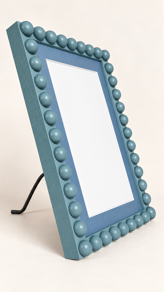Farrow & Ball Stone Blue Hand Painted Bobbin Frame with Mount