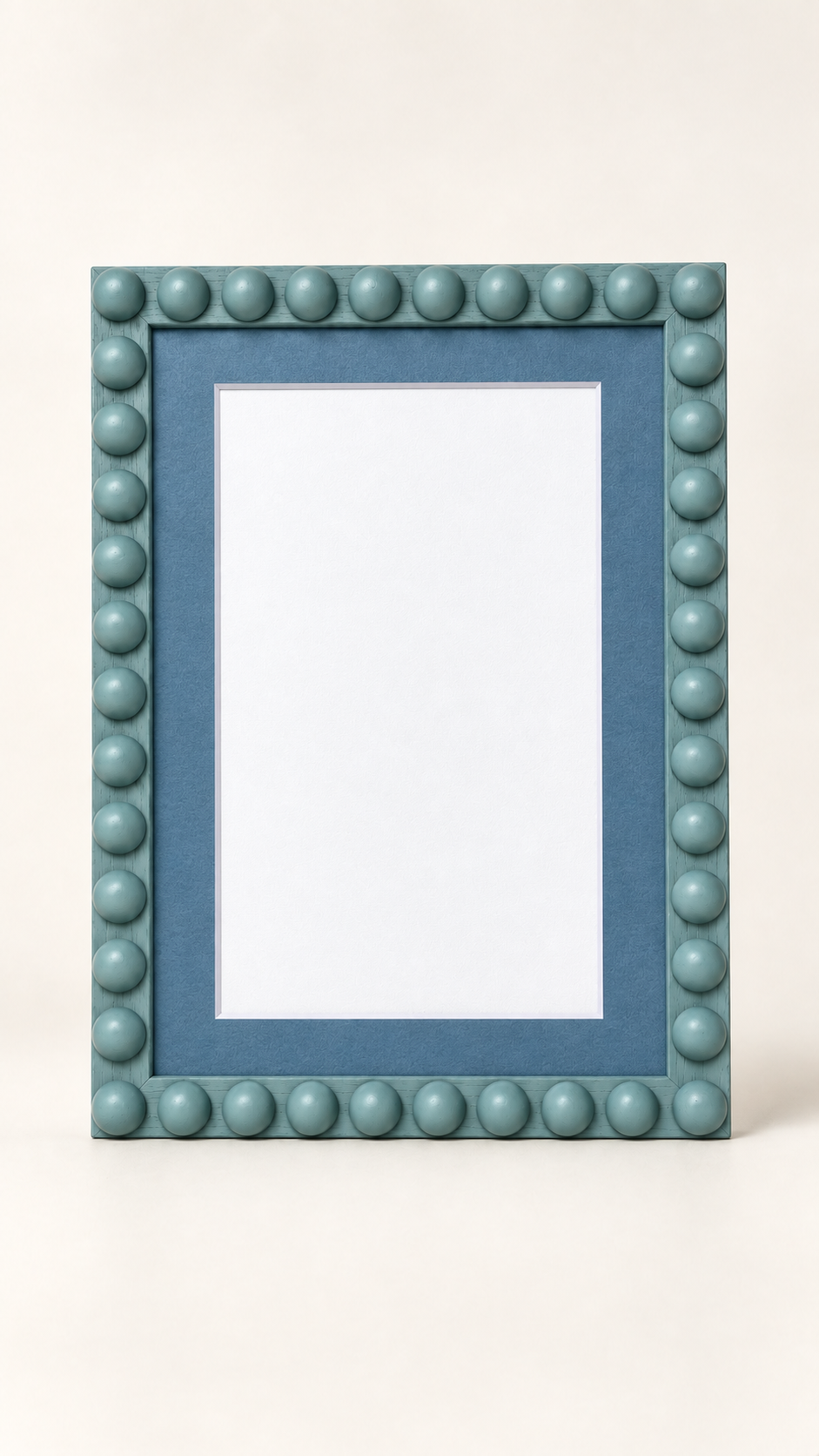 Farrow & Ball Stone Blue Hand Painted Bobbin Frame with Mount