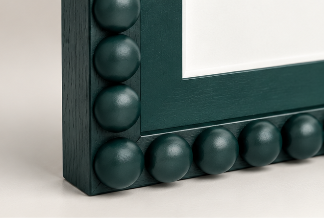 Farrow & Ball Studio Green Hand Painted Bobbin Frame with Mount