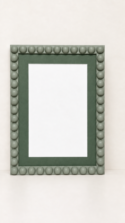 Farrow & Ball Card Room Green Hand Painted Bobbin Frame with Mount